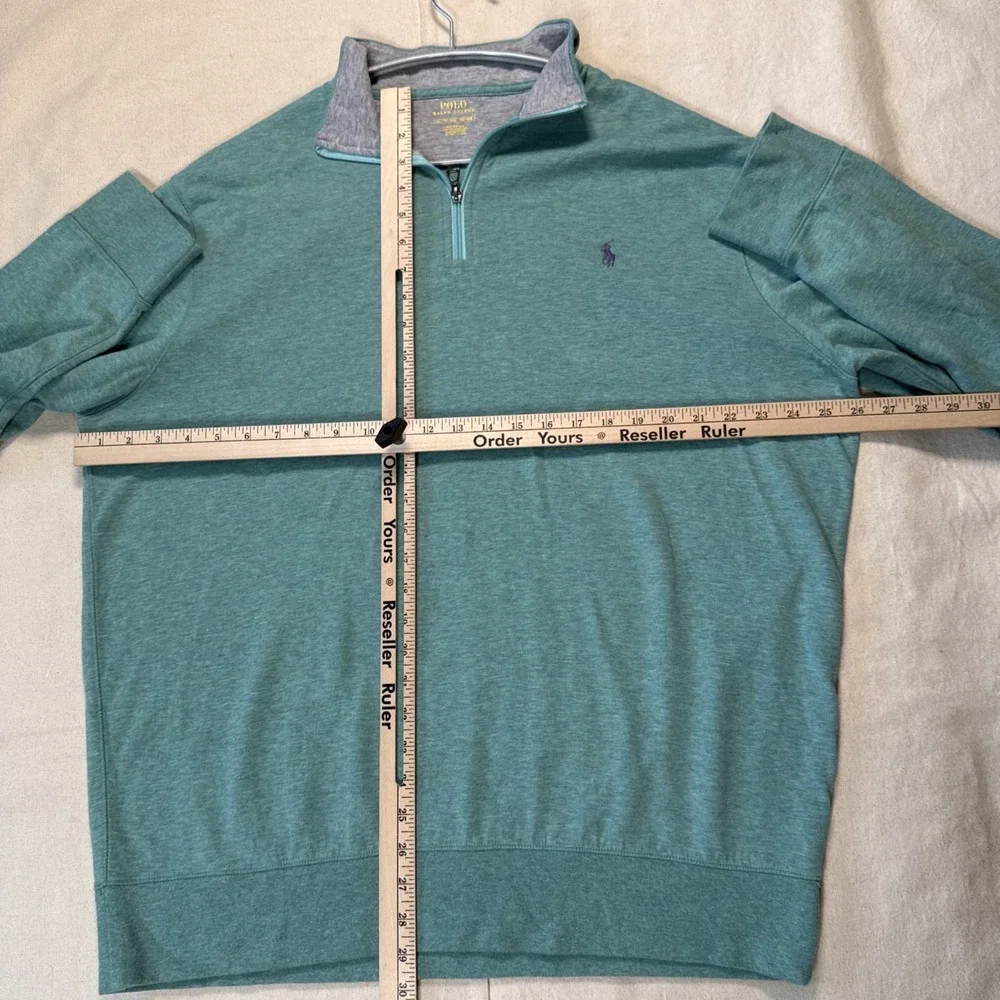 Ralph Lauren Polo 1/4 Zip Heather Green Blue Aqua Pullover Sweater Sz XL